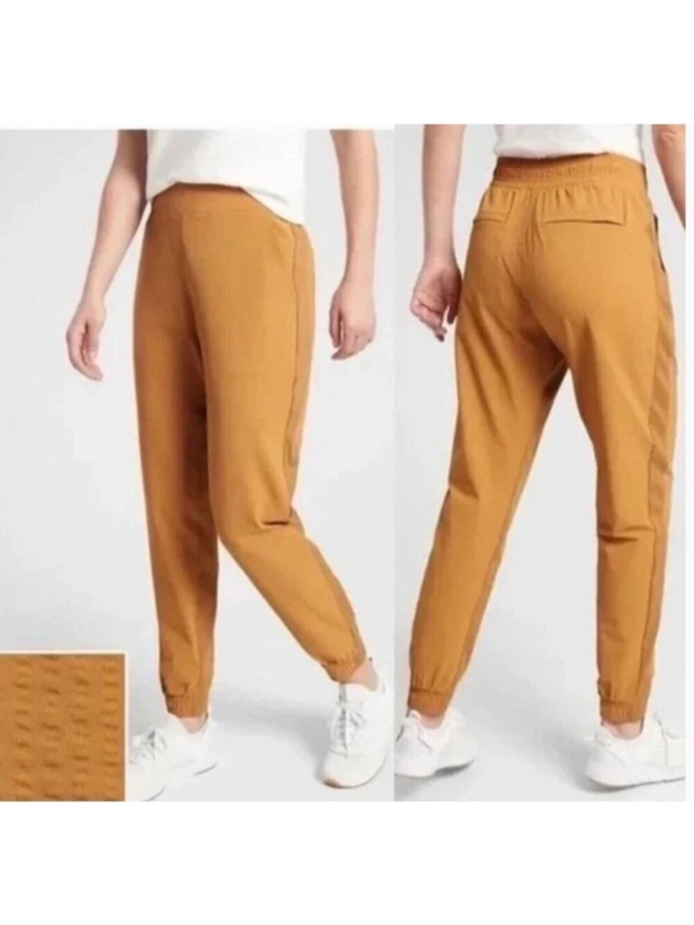 Athleta Textured Brooklyn Jogger Pants Size 6 Mustard Yellow Stretch High Rise
